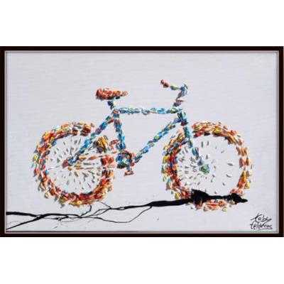 抽象自行车油画   大芬村 厚颜料油画