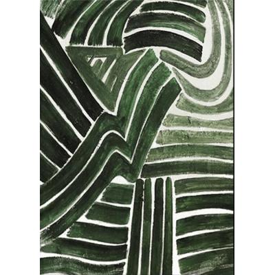绿色抽象油画  大芬村 手绘油画 线条