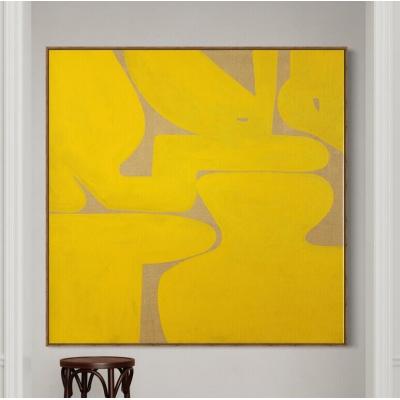 超大抽象绘画 极简绘画 芥末黄色抽象绘画 中世纪现代艺术 米色绘画 画布绘画