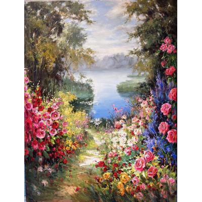 花园景油画  手绘油画实拍 大芬村油画