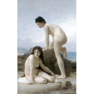 两位沐浴者 威廉·阿道夫·布格罗 原标题： 两位女佣 日期： 1884 风格： 学术性 类型： 裸体画（nu） 媒体： 油彩、 帆布 地点： 芝加哥艺术学院，美国伊利诺伊州芝加哥 方面： 129 x 201 厘米