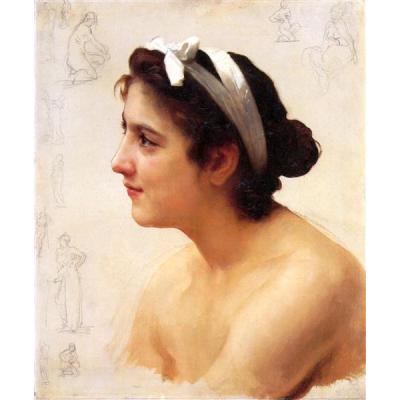 献出爱情的女人研究 威廉·阿道夫·布格罗 日期： 1890 风格： 学术性 类型： 素描和研究 媒体： 油彩、 帆布 地点： 私人收藏