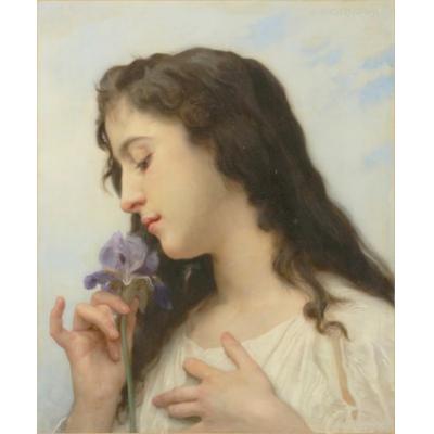 带鸢尾花的女人 威廉·阿道夫·布格罗 日期： 1896 风格...