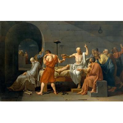 苏格拉底之死 雅克·路易·大卫 日期： 1787 风格： 新古典主义 类型： 历史绘画 媒体： 油彩、 帆布 地点： 大都会艺术博物馆 (Met)，纽约市，纽约州，美国 方面： 130 x 196 厘米