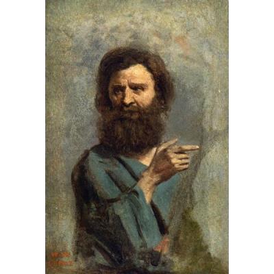 大胡子男子的头像（基督受洗的研究） 卡米耶·柯罗 日期： 1844 - 1845 风格： 现实主义 主题： 别人 类型： 肖像 媒体： 油彩、 帆布 地点： 私人收藏 方面： 24 x 15.7 厘米