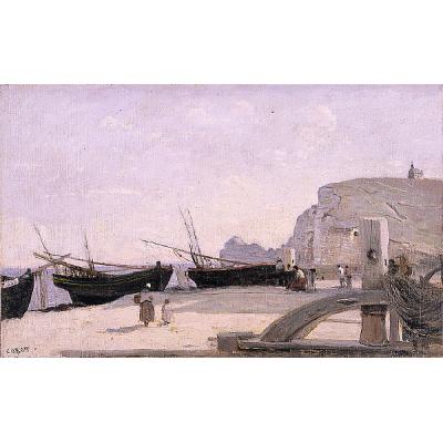 埃特勒塔海滩 卡米耶·柯罗 日期： 1872 风格： 现实主...
