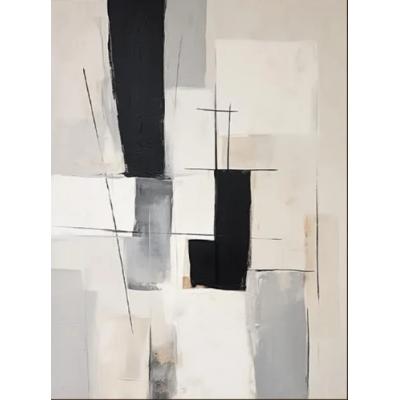 大芬村油画工作室：定制灰黑抽象及灰白手工油画，搭配黑色壁画艺术