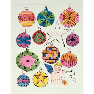 大芬村精仿安迪・沃霍尔《Fairy and Christmas Ornaments》波普风圣诞主题油画 —— 为现代家庭客厅增添节日艺术氛围