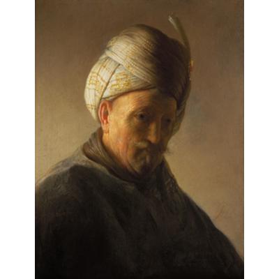 大芬村定制油画 伦勃朗《戴头巾的老人》 巴洛克人物肖像油画 壁画装饰艺术
