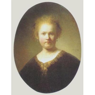  大芬村油画工作室《年轻女子半身像》油画复制品 | 伦勃朗巴洛克风格人物肖像 | 高品质家居与艺术空间装饰