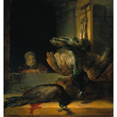 大芬村油画工作室《伦勃朗死去的孔雀》复刻 | 巴洛克动物油画...