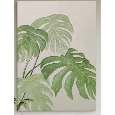简约肌理纯手绘油画家大业大客厅装饰画叶子绿植 大芬村油画工作室
