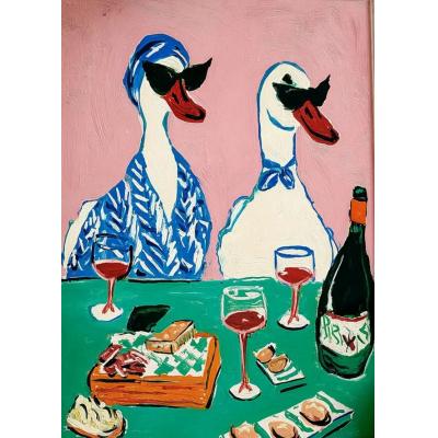 餐厅油画 鸭子装饰画  大芬村油画工作室