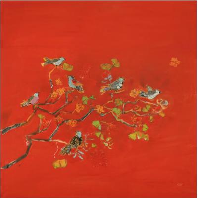 《鸟群派对》 抽象装饰画  大芬村油画