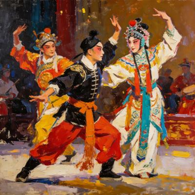 戏曲油画 中式风格油画  大芬村