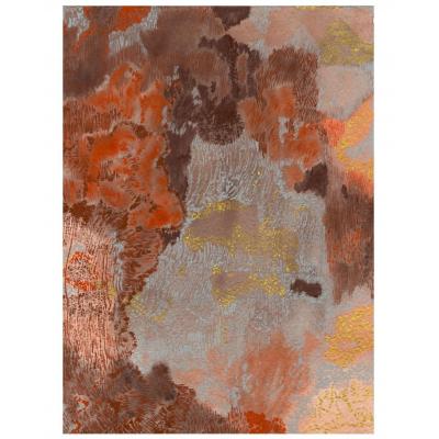 红棕鎏金肌理抽象油画 复古中古风客厅挂画